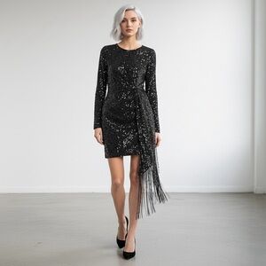 Belle Badgley Mischka Harley Modele Sequins Midi Dress